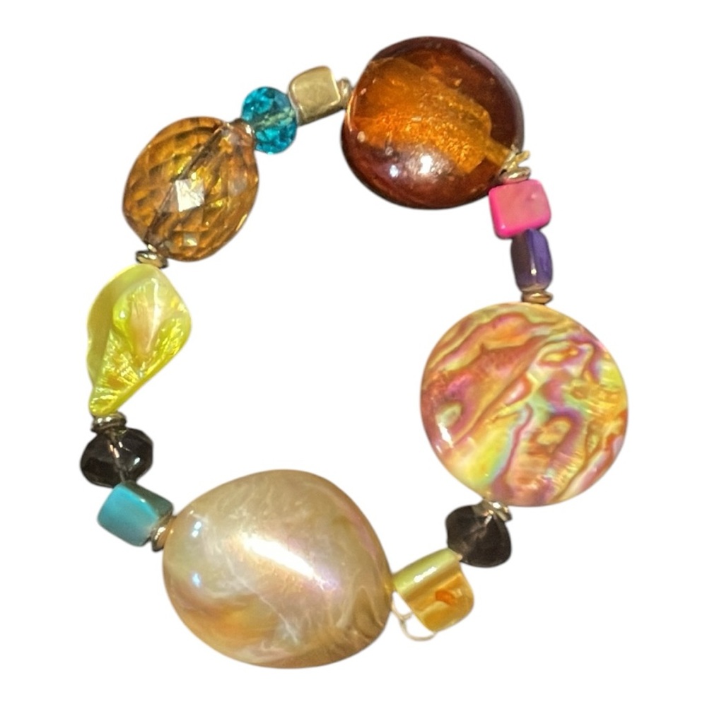 Colorful Chunky Mixed-Bead Stretch Statement Bracelet